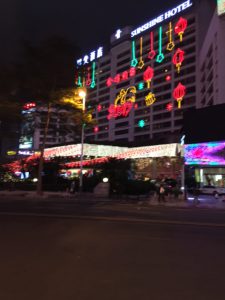 The Hotel opposite decorated for CNY