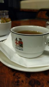 Tea in a Pullman cup. Classy. Actually so classy. 