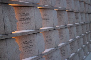 Faces in the memorial.